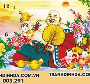 Tranh đính đá phật di lặc đồng hồ DF2839 KT 100cm X 63cm