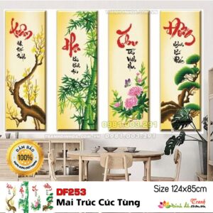 Tranh đính đá cao cấp tứ quý bốn mùa df253 Kích thước 124cm x 85cm