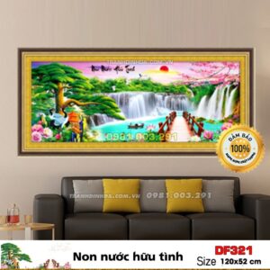 Tranh đính đá cao cấp Non nước hữu tình DF321 kích thước 120cm x 52cm