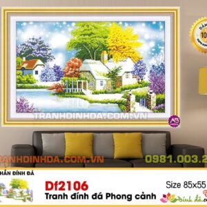Tranh đính đá cao cấp cảnh Mùa hè ngọt ngào DF2106 Kích thước 85cm x 55cm