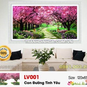 Tranh đính đá cao cấp Con đường tình yêu - LV001 Kích thước 120cm x 65cm