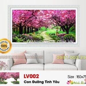 Tranh đính đá cao cấp Con đường tình yêu - LV002 Kích thước 160cm x 75cm