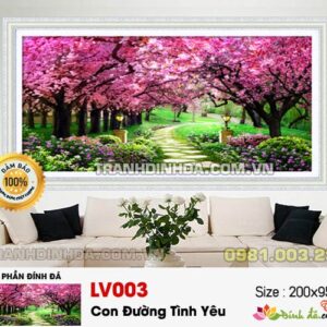Tranh đính đá cao cấp Con đường tình yêu - LV003 Kích thước 200cm x 95cm