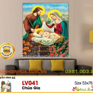 Tranh đính đá cao cấp Chúa Gia LV041 kích thước 53cm x 76cm