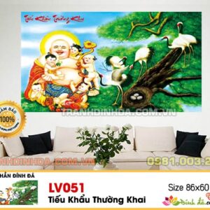 Tranh đính đá cao cấp Tiếu khẩu trường khai LV051 Kích thước 86cm x 60cm