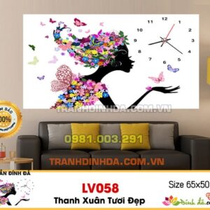 Tranh đính đá cao cấp lavender Thanh xuân tươi đẹp LV058 kích thước 65cm x 50cm
