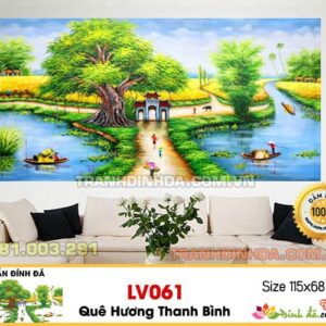 Tranh đính đá cao cấp Lavender Quê Hương Thanh Bình LV061 Kích thước 115cm x 68cm