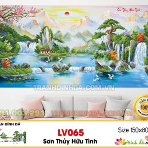 Tranh đính đá cao cấp lavender Sơn thủy hữ tình LV065 Kích thước 150cm x 80cm