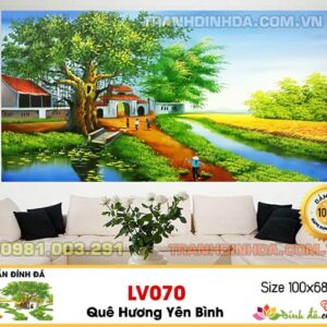 Tranh đính đá cao cấp Lavender Quê hương yên bình LV070 Kích thước 100cm x 68cm