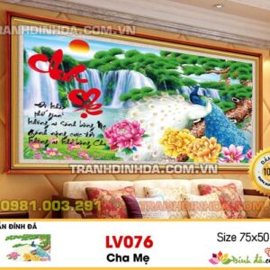 Tranh đính đá cao cấp Lavender Cha Mẹ  LV076 Kích thước 75cm x 50cm