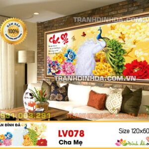 Tranh đính đá cao cấp Lavender Cha Mẹ  LV078 Kích thước 120cm x 60cm