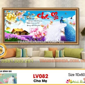 Tranh đính đá cao cấp Lavender Cha Mẹ LV082 Kích thước 110cm x 60cm