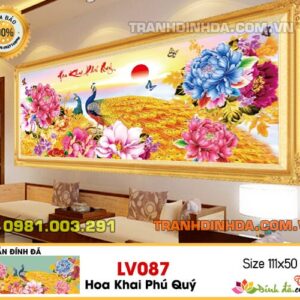 Tranh đính đá cao cấp Lavender Hoa Khai Phú Qúy  LV087 Kích thước 111cm x 50cm
