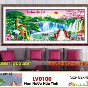 Tranh đính đá cao cấp Lavender Non Nước Hữu Tình LV100 Kích thước 182cm x 78cm