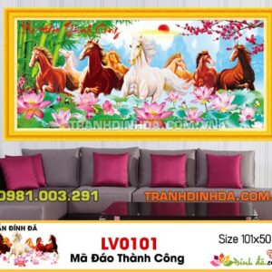 Tranh đính đá cao cấp Lavender Mã Đáo Thành Công LV101 Kích thước 101cm x 50cm