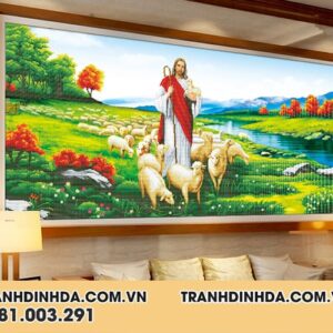 Tranh đính đá Chúa Chăn Cừu DF2546 Kích thước 142cm x 75cm