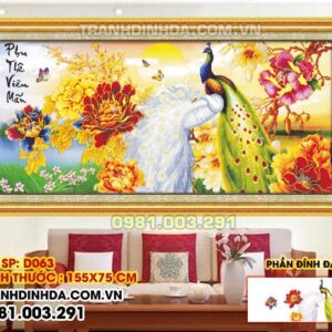 Tranh đính đá phu thê viên mãn D063 Kích thước 155x75cm