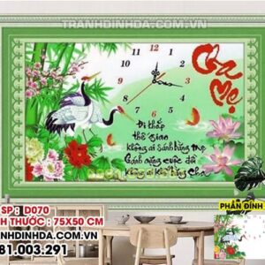 Tranh đính đá Đồng hồ cha mẹ D070 Kích thước 75cm x 50cm