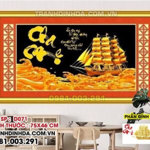 Tranh đính đá cha mẹ D071 Kích thước 75cm x 46cm