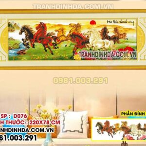 Tranh đính đá Mã Đáo Thành Công D076 Kích thước 220x78cm