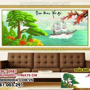 Tranh đính đá Thuận buồm xuôi gió D081 Kích thước 169cm x 75cm