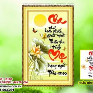 Tranh đính đá cha mẹ D100 Kích thước 44cm x 70cm