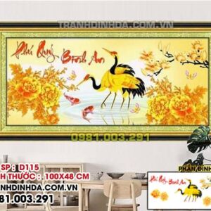 Tranh đính đá Phú Qúy Bình An D115 Kích thước 100cm x 48cm