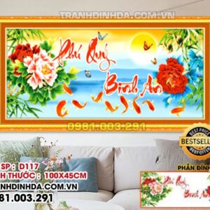 Tranh đính đá Phú Qúy Bình An D117 Kích thước 100cm x 45cm