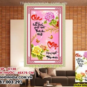 Tranh đính đá cha mẹ D120 Kích thước 45 x 75cm