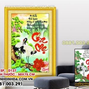 Tranh đính đá cha mẹ D127 Kích thước 50cm x 75cm