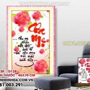 Tranh đính đá cha mẹ D128 Kích thước 45cm x 70cm