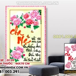 Tranh đính đá cha mẹ D129 Kích thước 44cm x 70cm