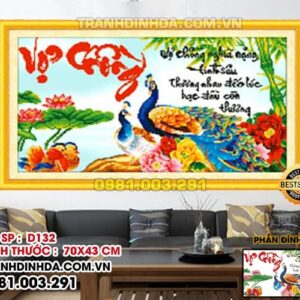 Tranh đính đá vợ chồng D132 Kích thước 70cm x 43cm