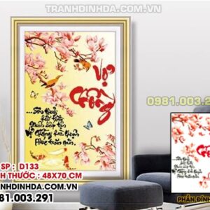 Tranh đính đá vợ chồng D133 Kích thước 48cm x 70cm