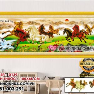 Tranh đính đá Mã Đáo Thành Công D139 Kích thước 180x65cm