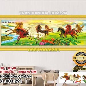 Tranh đính đá Mã Đáo Thành Công D140 Kích thước 200x75cm