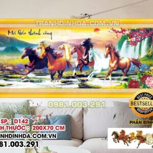 Tranh đính đá Mã Đáo Thành Công D142 Kích thước 200x70cm