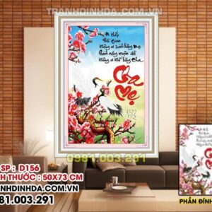 Tranh đính đá cha mẹ D156 Kích thước 50cm x 73cm