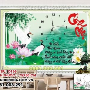 Tranh đính đá cha mẹ D165 Kích thước 75cm x 50cm