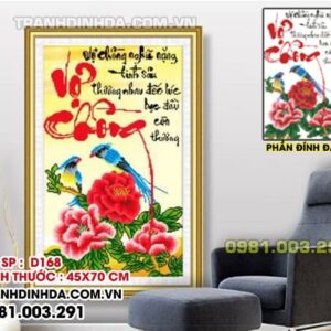 Tranh đính đá vợ chồng D168 Kích thước 45cm x 70cm