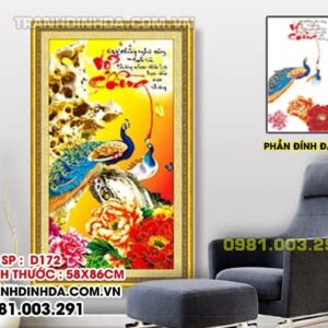 Tranh đính đá vợ chồng D172 Kích thước 58cm x 86cm