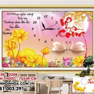 Tranh đính đá vợ chồng D208 Kích thước 75cm x 49cm