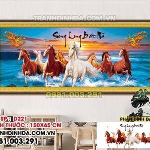 Tranh đính đá Mã Đáo Thành Công D221 Kích thước 150x65cm