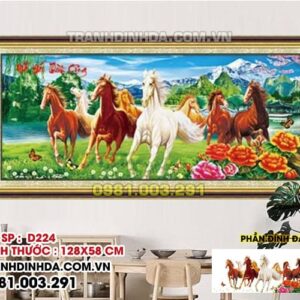 Tranh đính đá Mã Đáo Thành Công D224 Kích thước 128x58cm