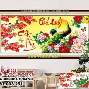 Tranh đính đá phú quý cát tường D225 Kích thước 96cm x 45cm