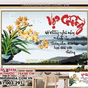 Tranh đính đá vợ chồng D236 Kích thước 75cm x 50cm