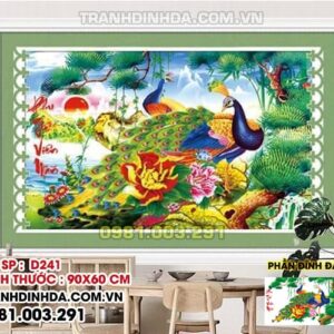 Tranh đính đá cao cấp Phu thê viên mãn D241 Kích thước 90cm x 60cm