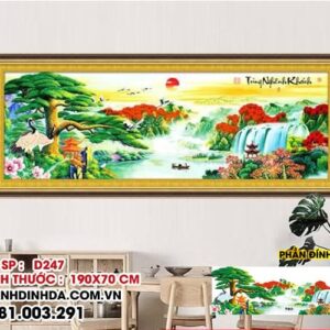 Tranh đính đá ABC Tùng nghênh khách D247 kích thước 190cm x 70cm