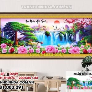 Tranh đính đá ABC Non nước hữu tình D249 kích thước 200cm x 85cm