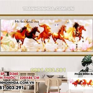 Tranh đính đá ngựa Mã Đáo Thành Công d260 Kích thước 220x85 cm